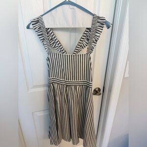 Striped Ruffle Strap Sundress in Blue & White